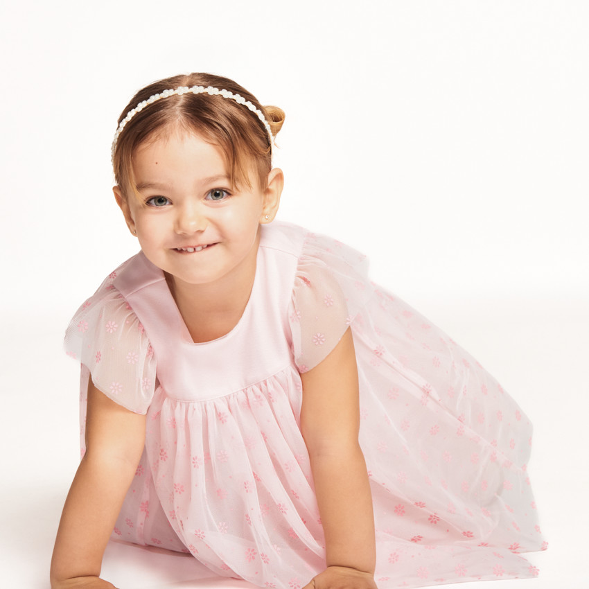 Robe de cérémonie en tulle fleuri pour bébé fille 