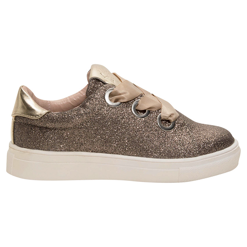 Deportivas bajas con lentejuelas y cordones satinados Main Deportivas bajas con lentejuelas y cordones satinados