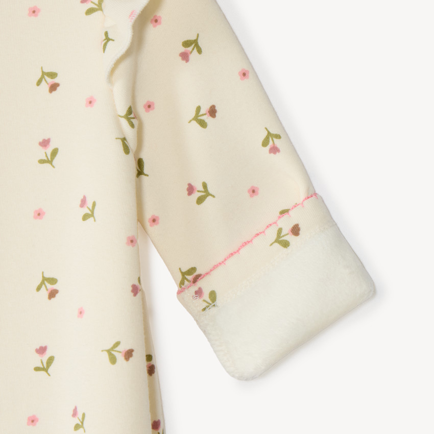 Dors-bien de terciopelo para bebé niña con estampado de flores (terminaciones diferentes según la edad) 