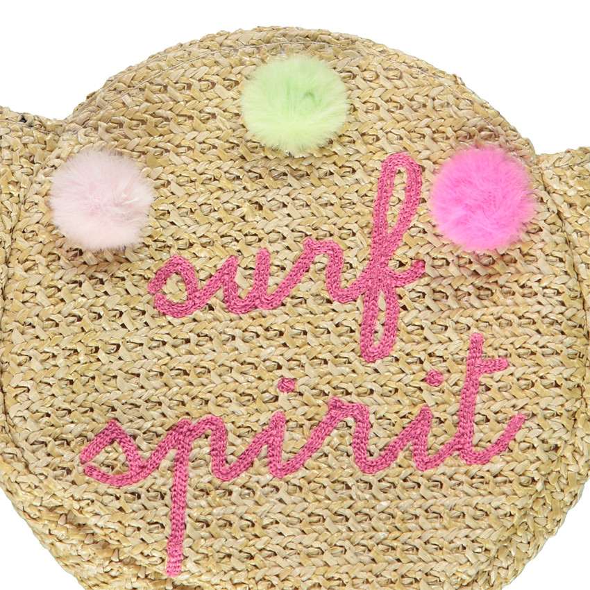 Bolso bandolera de crochet con bordados y pompones para niña 