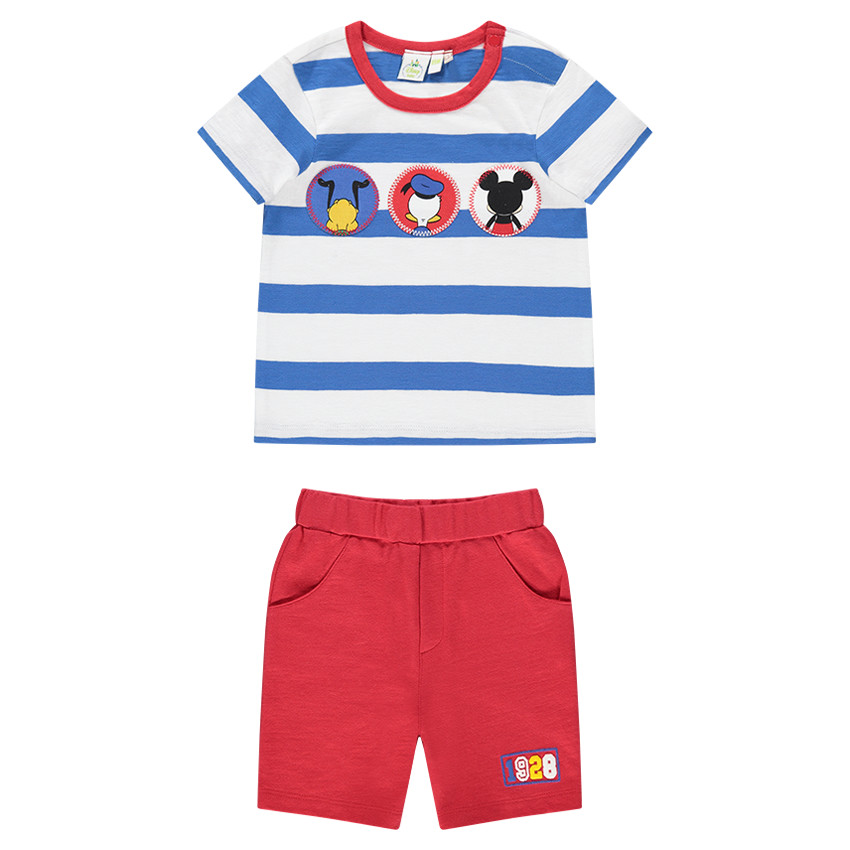 Conjunto de playa Disney con camiseta de rayas y bermudas lisas 