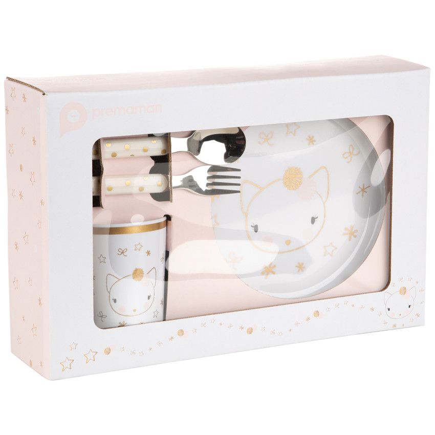 Conjunto para comer noche magica de melaminado 5 pcs - Gato 