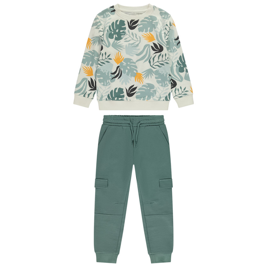 Conjunto de jogging de felpa con estampado de hojas para niño  Additional Conjunto de jogging de felpa con estampado de hojas para niño