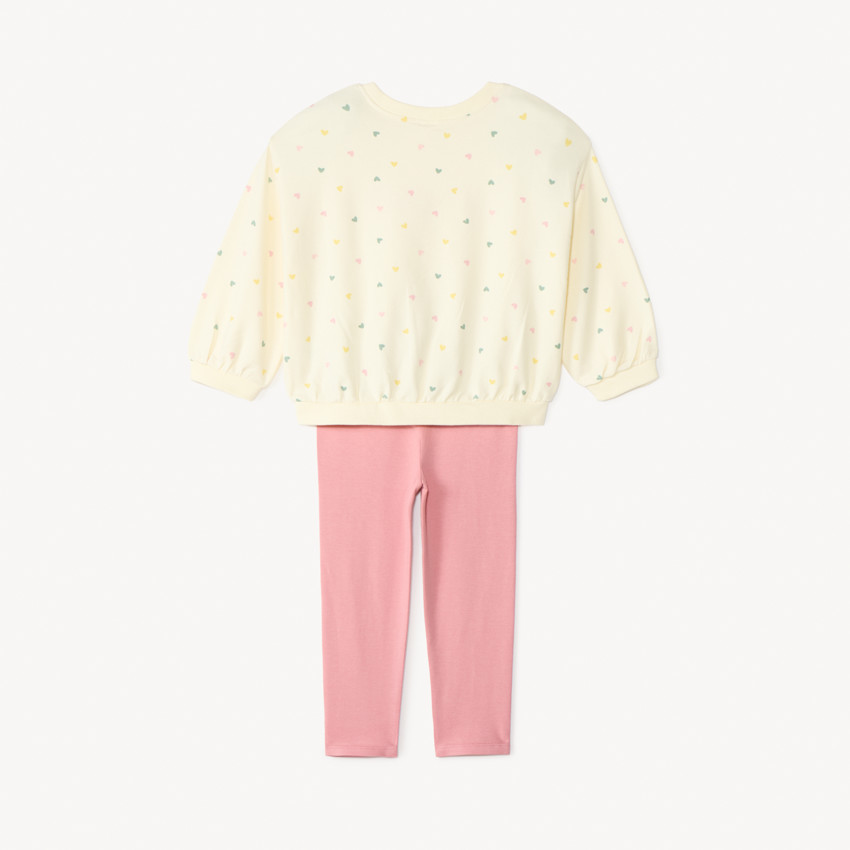 Conjunto de chándal de 2 piezas con corazones: sudadera + leggings para bebé niña 