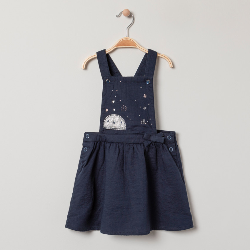 Robe salopette à motifs argentés et noeud 