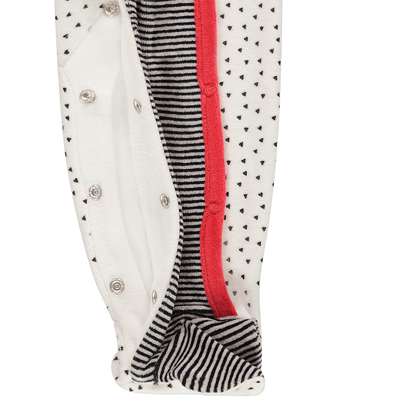 Pijama de terciopelo con estampado de gato y lacito de satén 