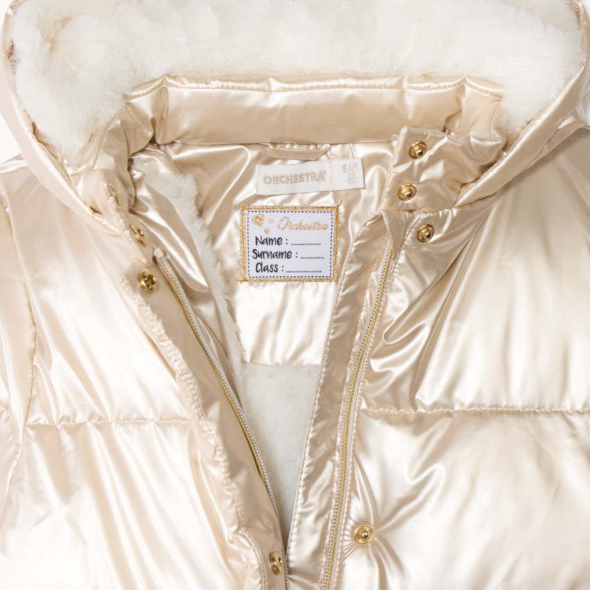 Chaqueta acolchada con capucha de tela iridiscente forrada de sherpa para niña  Additional Chaqueta acolchada con capucha de tela iridiscente forrada de sherpa para niña