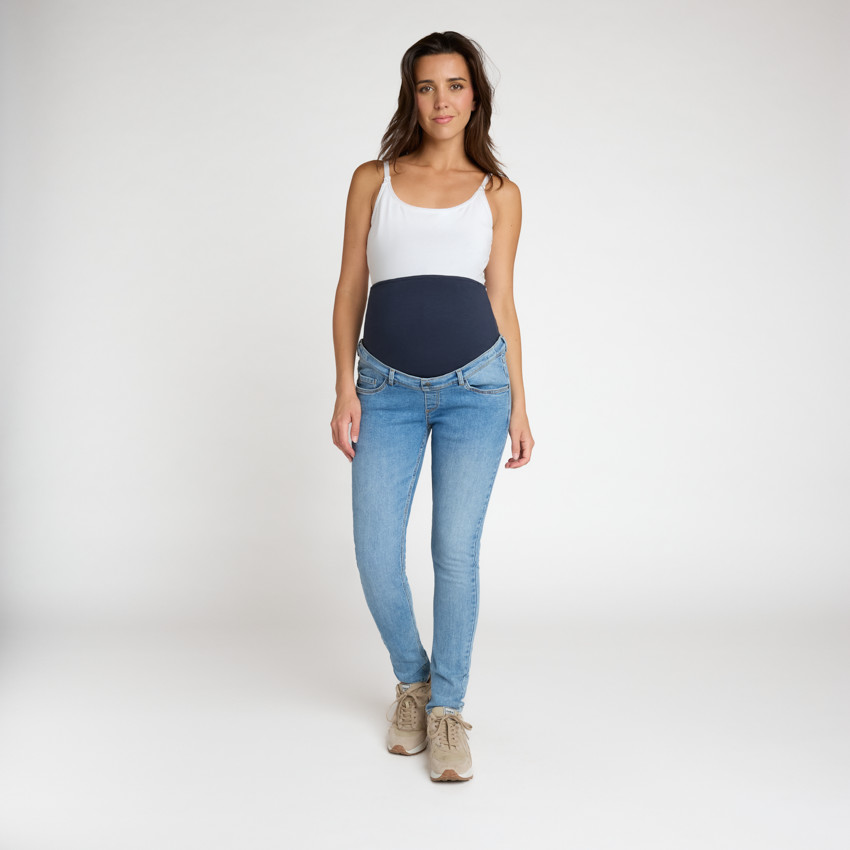 Jeans slim de maternidad con banda alta 