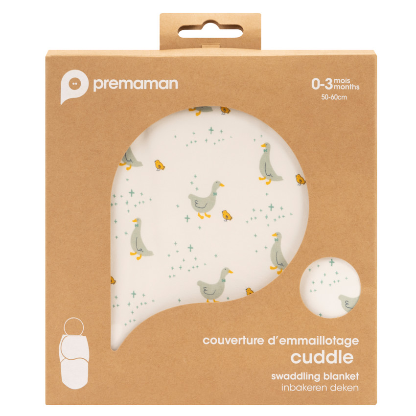 Manta envolvente con estampado de ocas crudo 