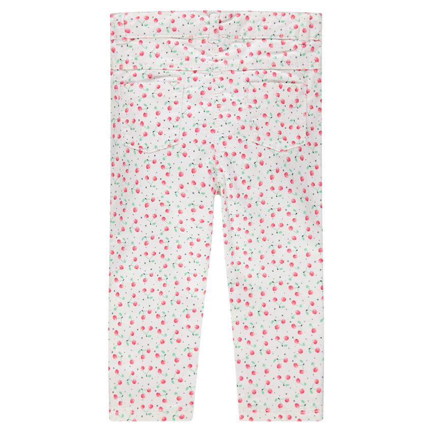Pantalón de algodón con cerezas estampadas all over 