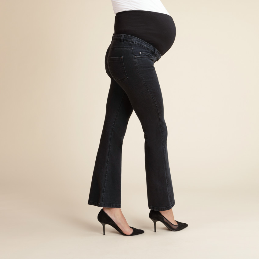 Jean flare de grossesse avec bandeau taille haute  