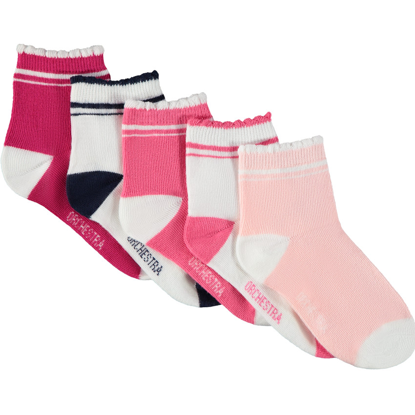 Pack de 5 pares de calcetines cortos bicolores niña 