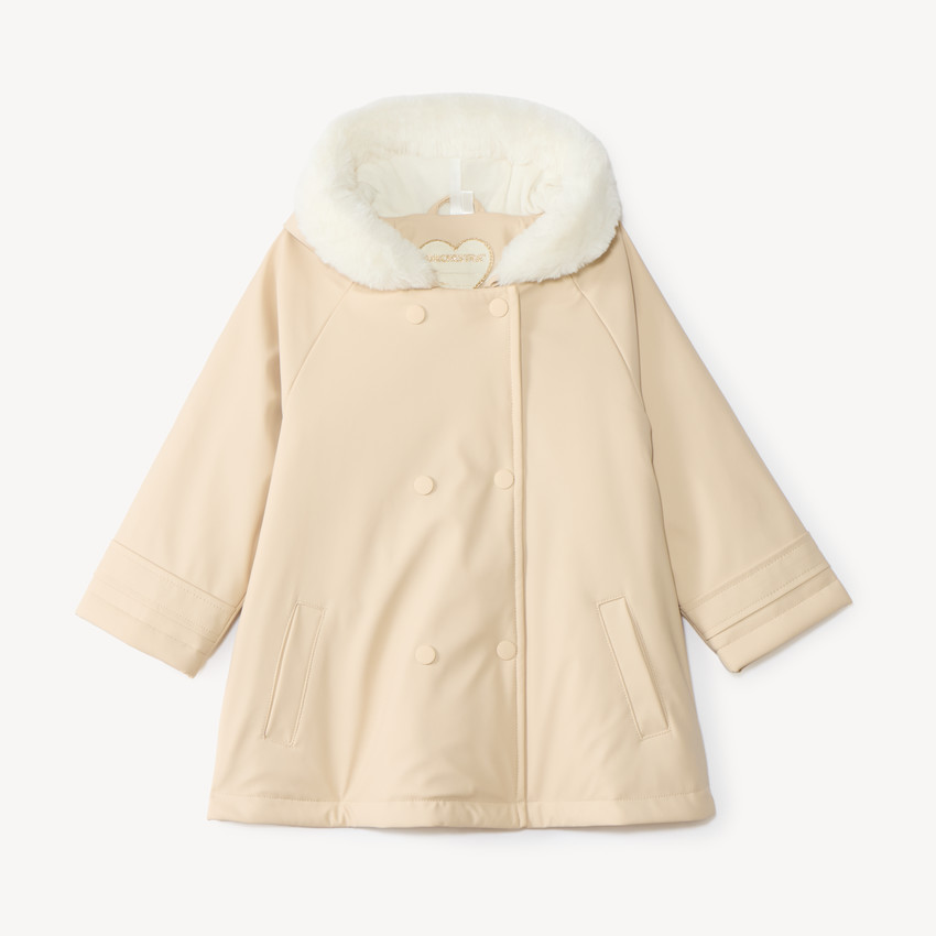 Parka para niña bebé forrada de sherpa con capucha. 