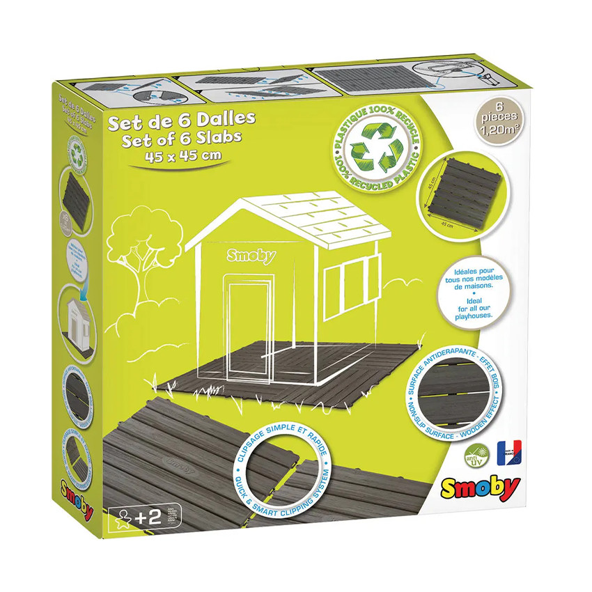 Set de 6 losetas efecto madera 45x45cm gris 