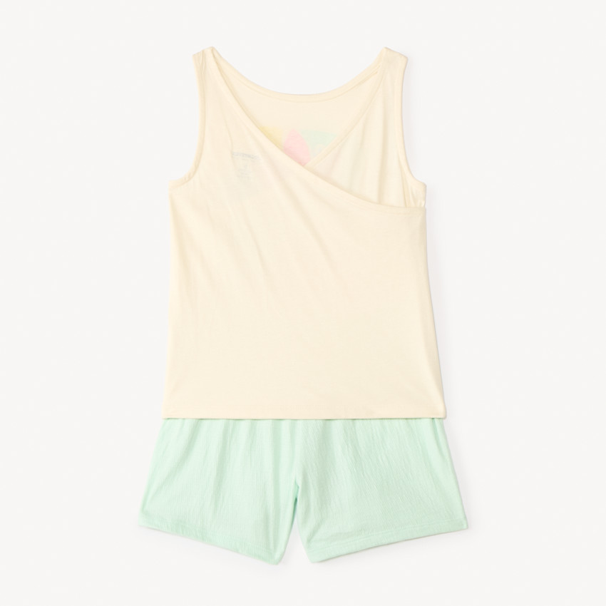 Conjunto de 2 piezas: camiseta sin mangas + falda corta con estampado floral para niña 