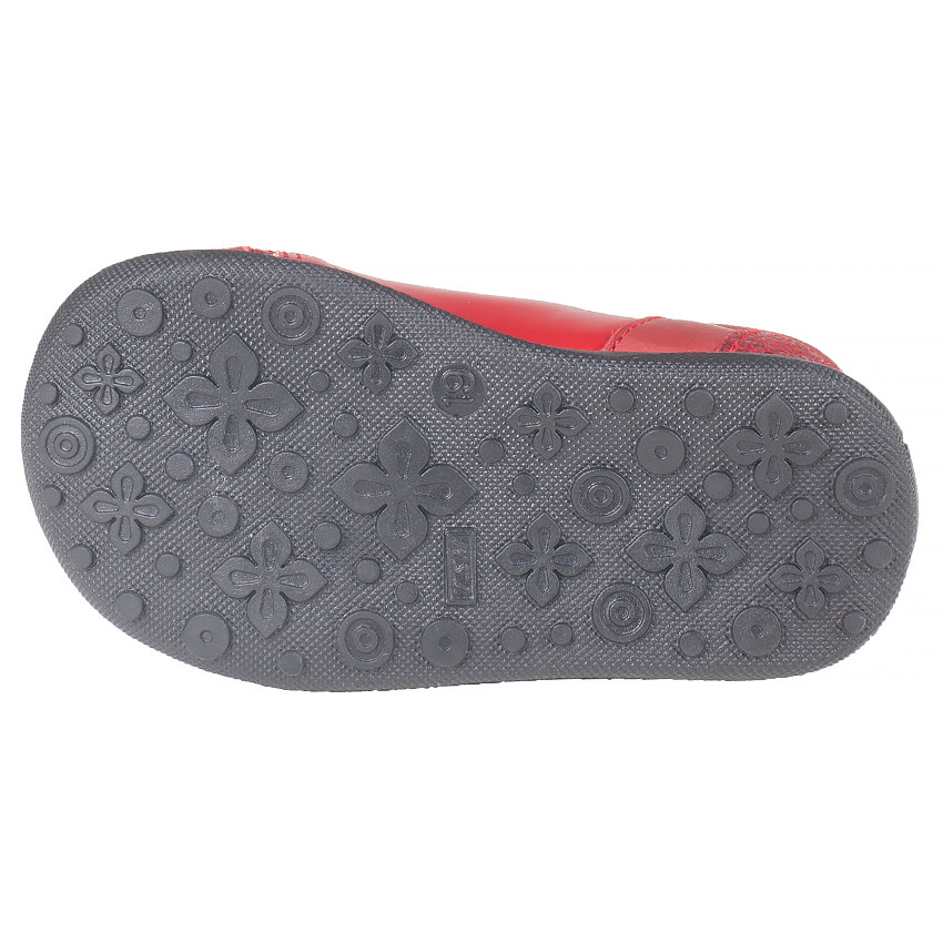 Botines rojos de cuero con cordones para niños 