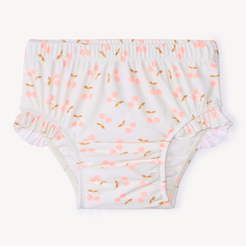 Pañal de baño estampado de cerezas para niña 