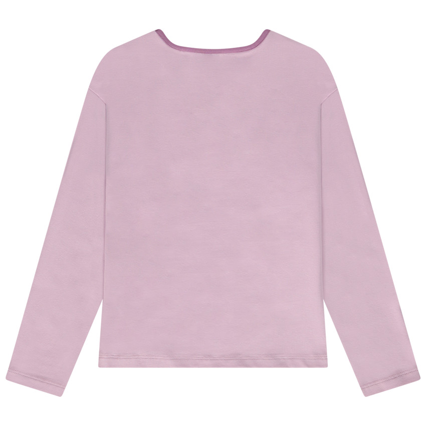 Camiseta de manga larga de jersey con estampado y strass para niña 