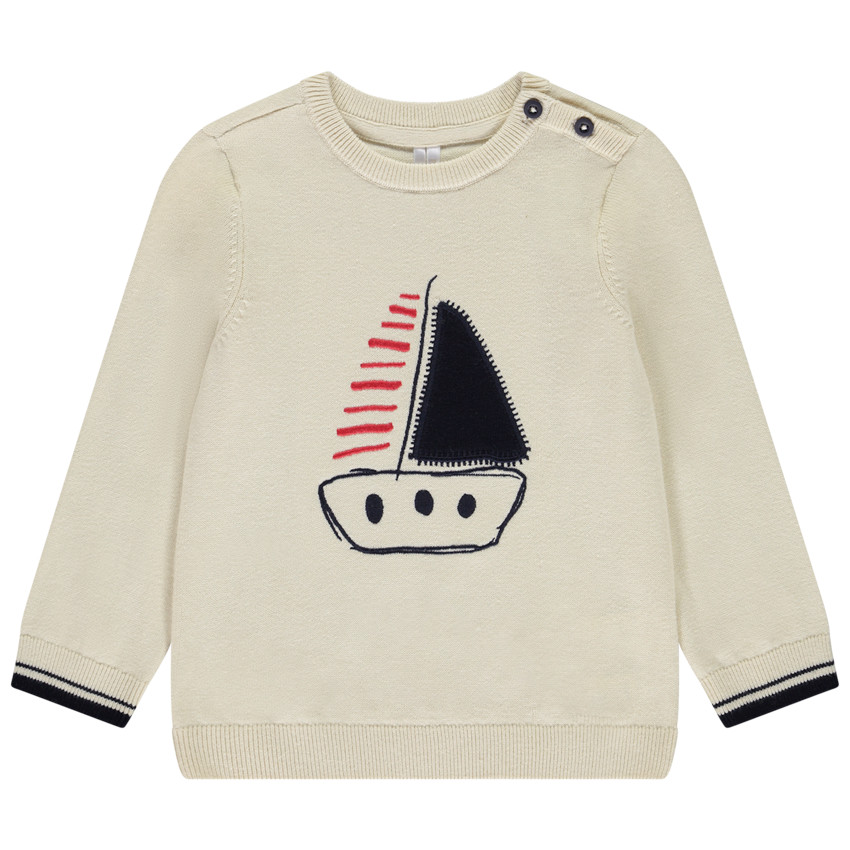 Suéter de punto con estampado de barco para bebé niño 