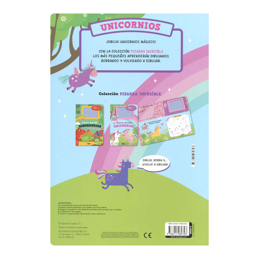 Libro y Pizarra magnética Unicornios +5 años 