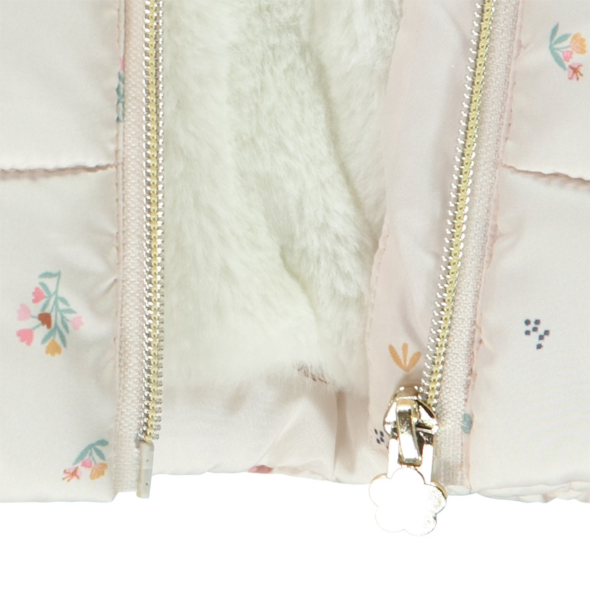 Chaqueta acolchada para bebé niña con estampado floral y forro cálido 