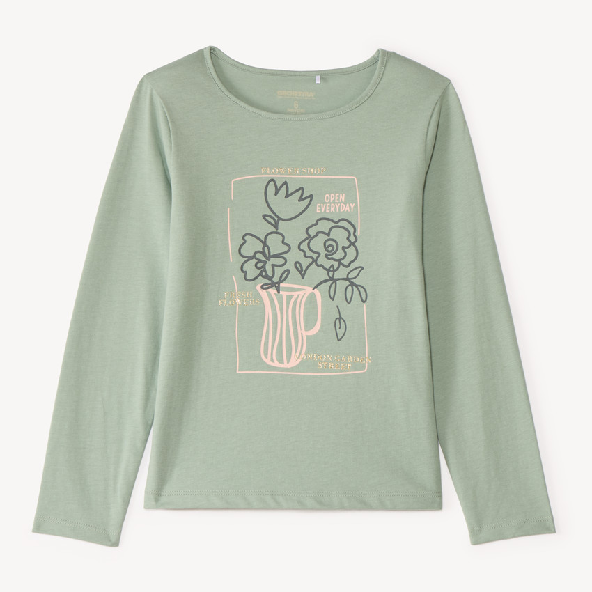 Camiseta de manga larga con estampado brillante niña. 