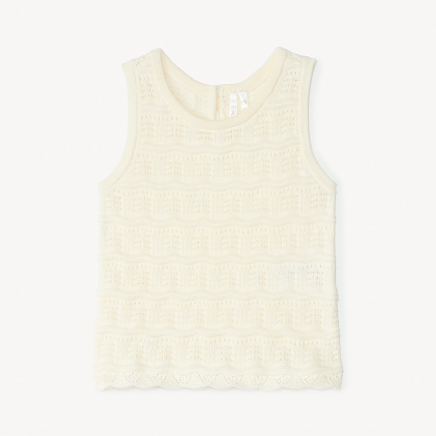 Camiseta sin mangas lisa de punto calado para niña bebé 