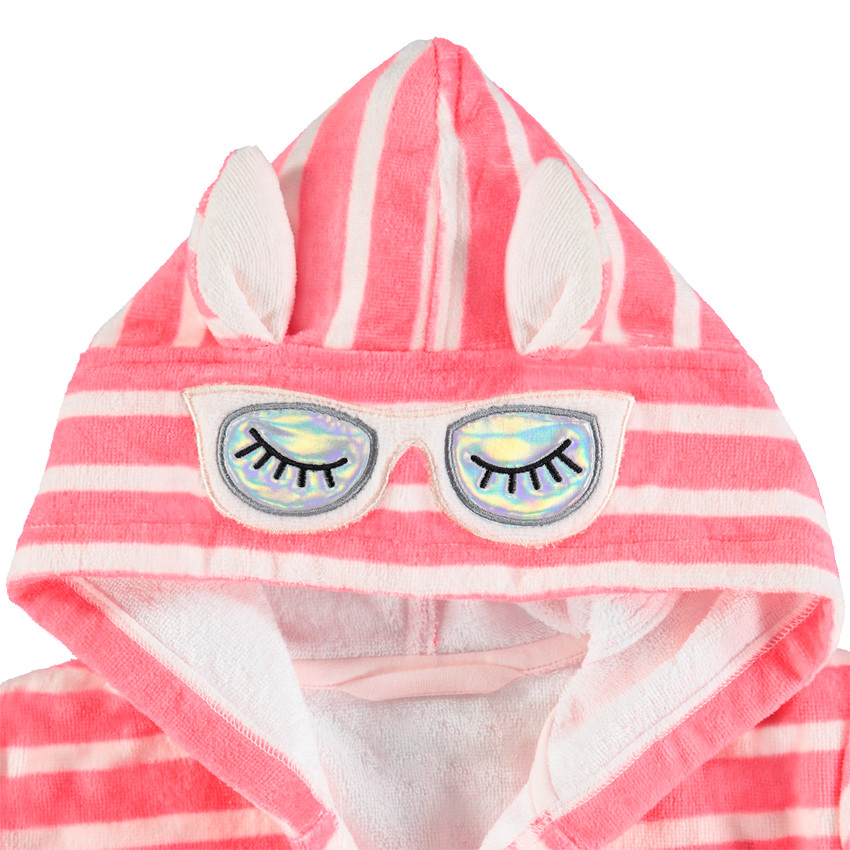Albornoz de rizo de rayas all over con orejas y gafas estampadas 