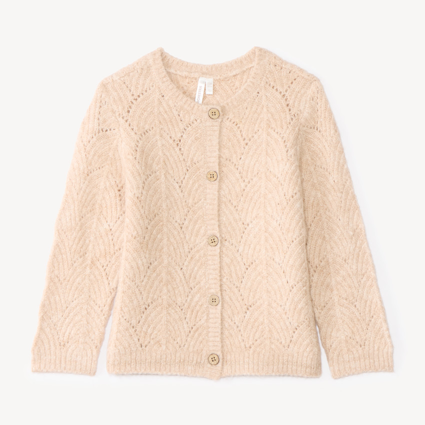 Chaleco de bebé niña tricot con diseño de punto. 