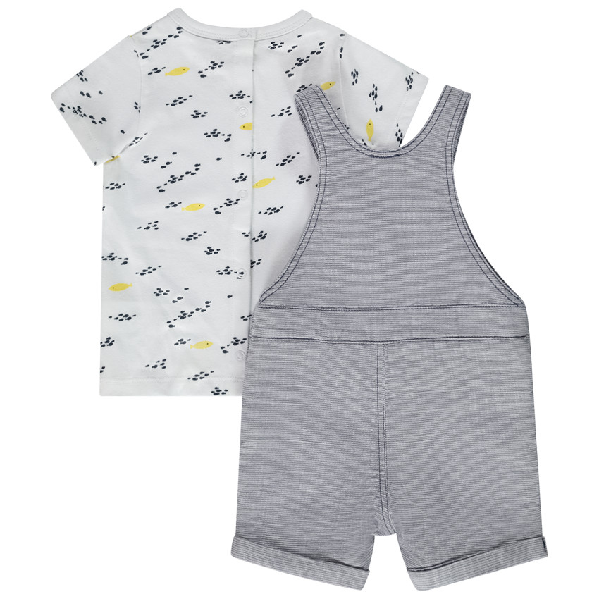 Ensemble 2 pièces avec salopette courte pour bébé garçon 