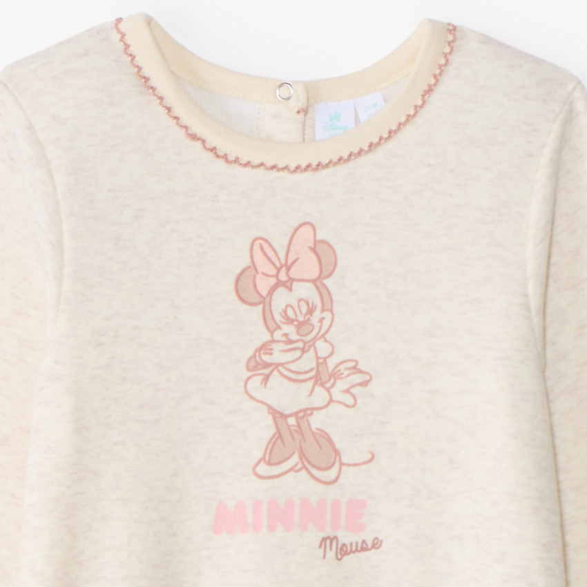 Dors-bien en velours à puff print Minnie Disney pour bébé fille avec ouvertures différentes selon l'âge 