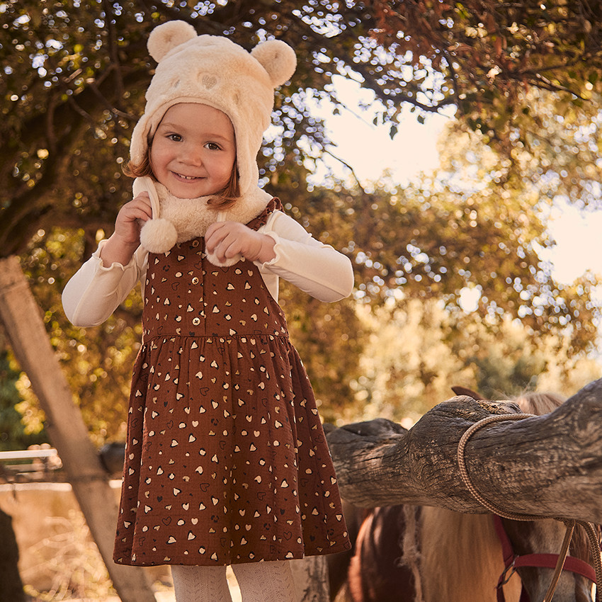 Conjunto de gorro, cuello tubular y manoplas de sherpa para bebé niña 