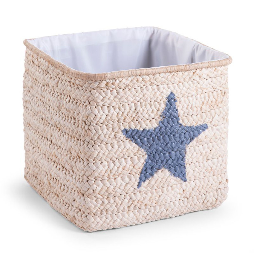 Panier paille tresse 30 x 30 x 33 cm Natural Star & Cloud  