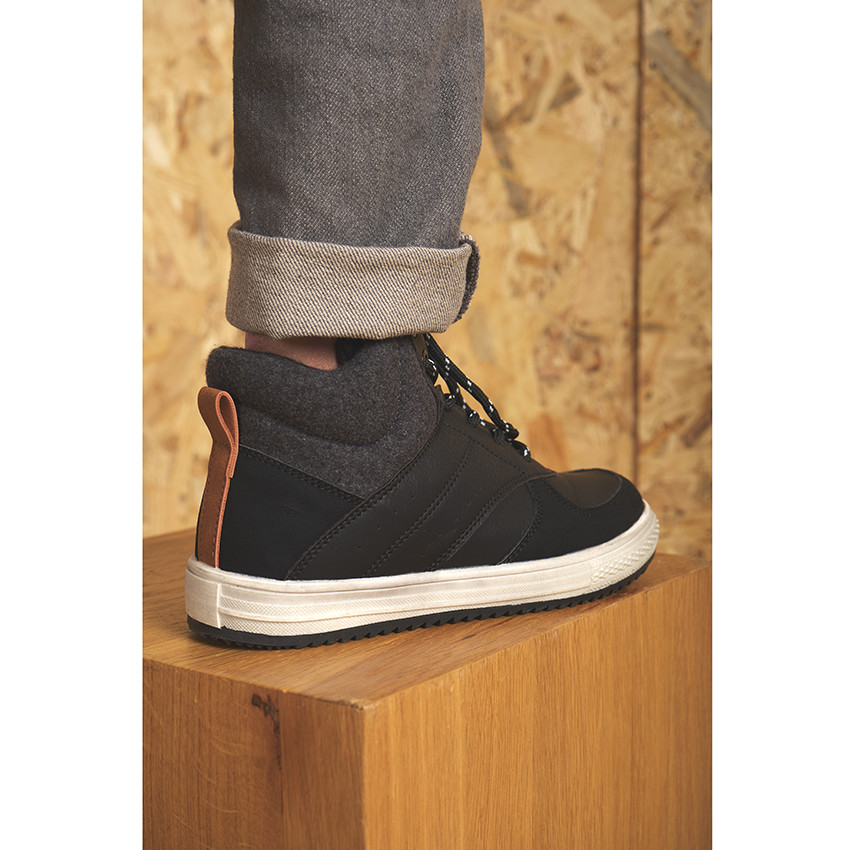 Botines con cordones y cuello de punto para niño con suela antideslizante 