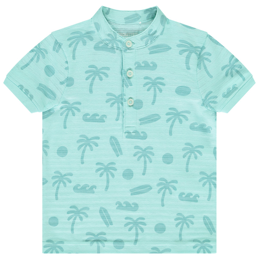 Polo de manga corta con cuello mao y estampado fantasía para bebé niño  Additional Polo de manga corta con cuello mao y estampado fantasía para bebé niño