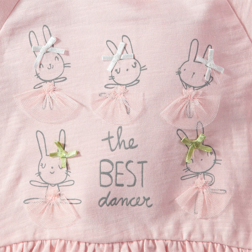 Túnica con volantes y manga larga con conejos de tutú estampados  Additional Túnica con volantes y manga larga con conejos de tutú estampados