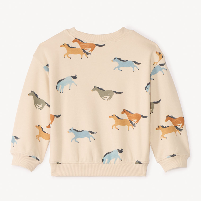 Sudadera de felpa oversize con estampado de caballos para bebé niño 