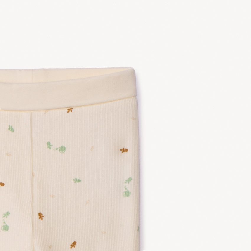 Conjunto de 2 piezas de punto acanalado con estampado de plantas para bebé niña 