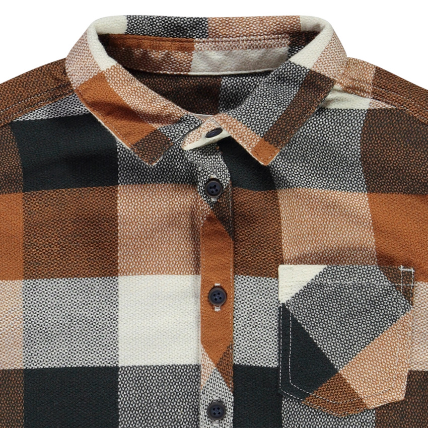 Camisa de cuadros de manga larga con bolsillo para niño 