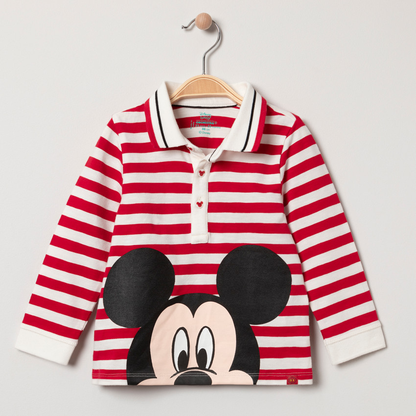 Polo manga larga de algodón bio estampado Mickey Disney 