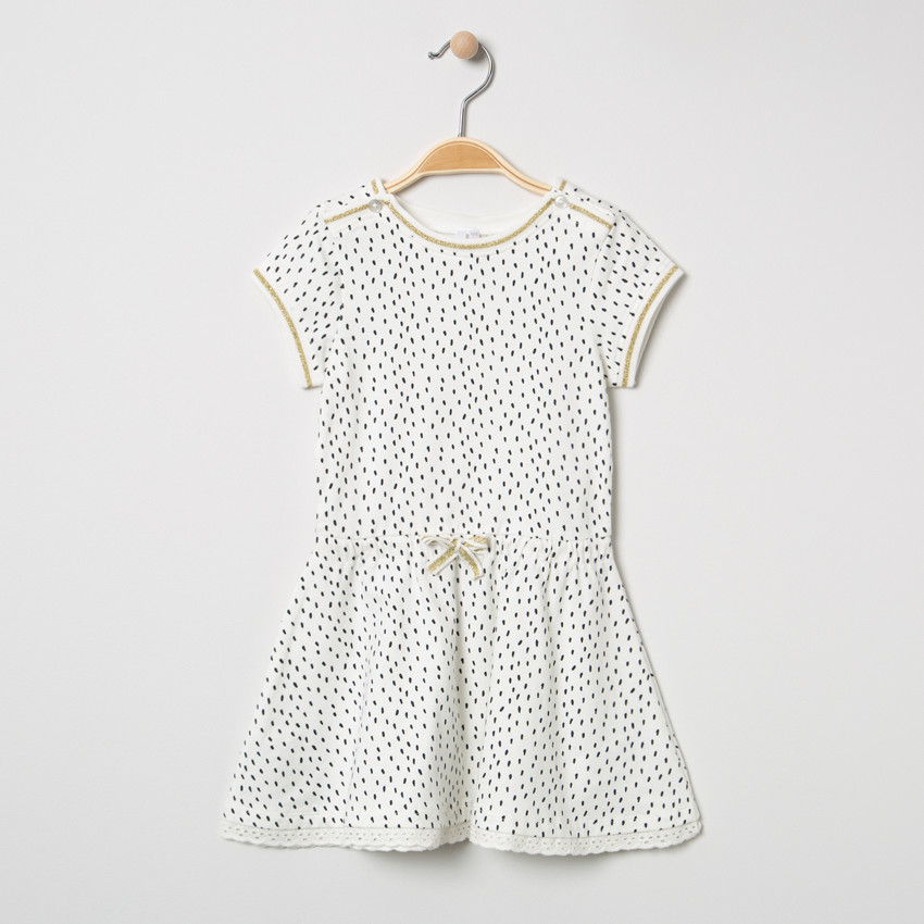 Vestido mangas cortas en algodon bio estampado all-over 