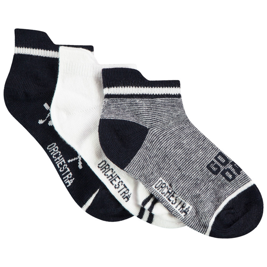 Juego de 3 pares de calcetines cortos con lengüetas para niño 