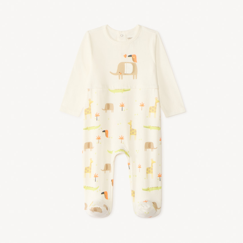Pijama de manga larga de jersey con estampado de animales de la sabana para bebé niño 