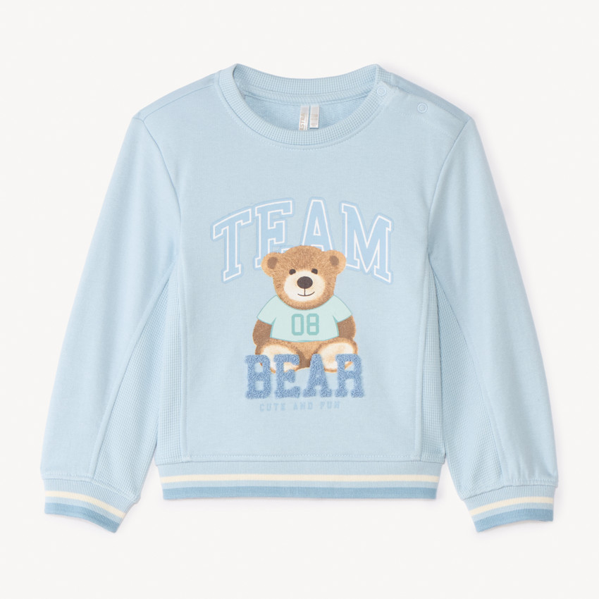 Sudadera de felpa con estampado y parche de bucle para bebé niño. 