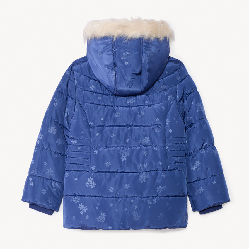 Anorak largo en tejido estampado con capucha para bebé niña 