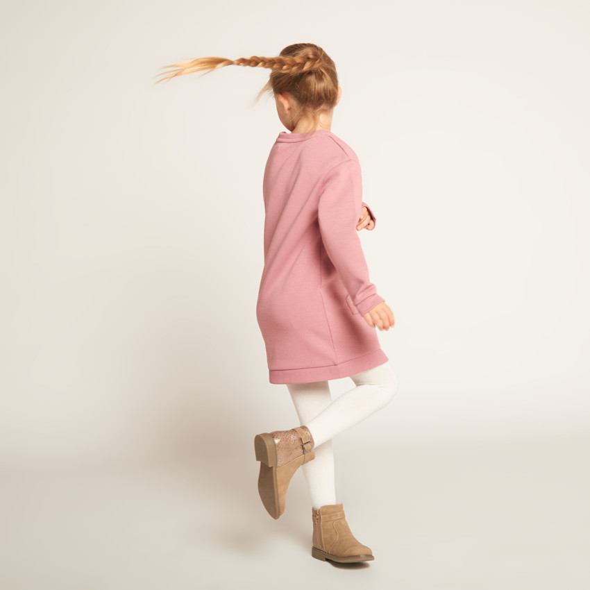 Vestido sudadera de felpa con bolsillo tipo canguro para niña 