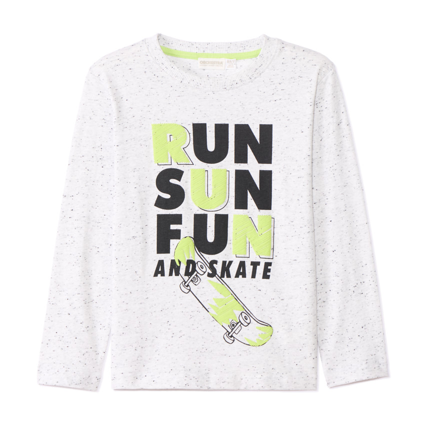 Camiseta de manga larga efecto neps con estampado skate para niño 