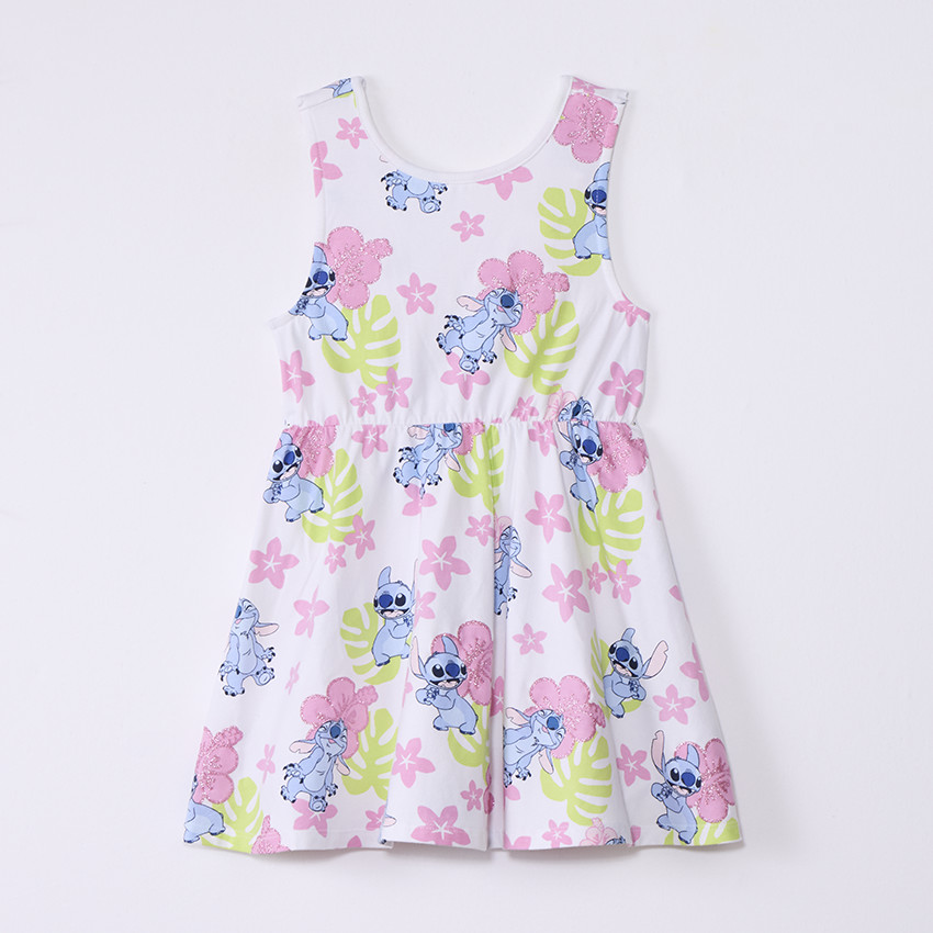 Vestido sin mangas estampado Stitch Disney con espalda nadadora para niña 