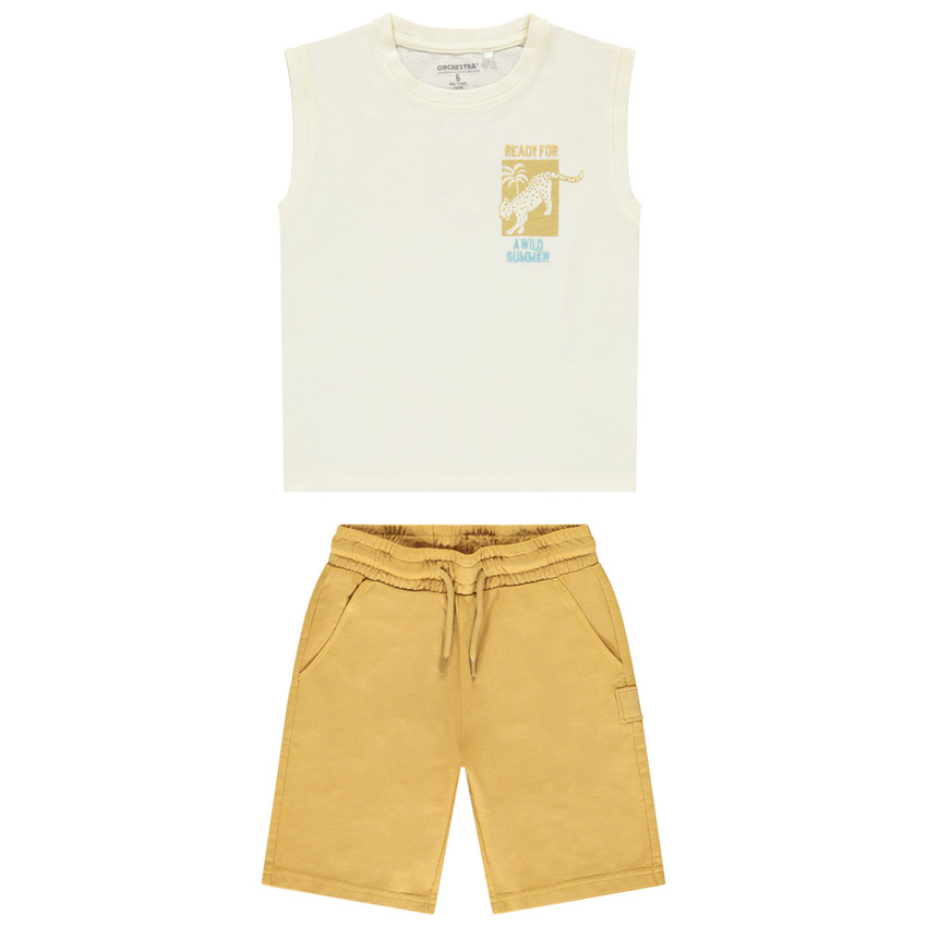 Conjunto de 2 piezas con camiseta sin mangas estampada para niño 