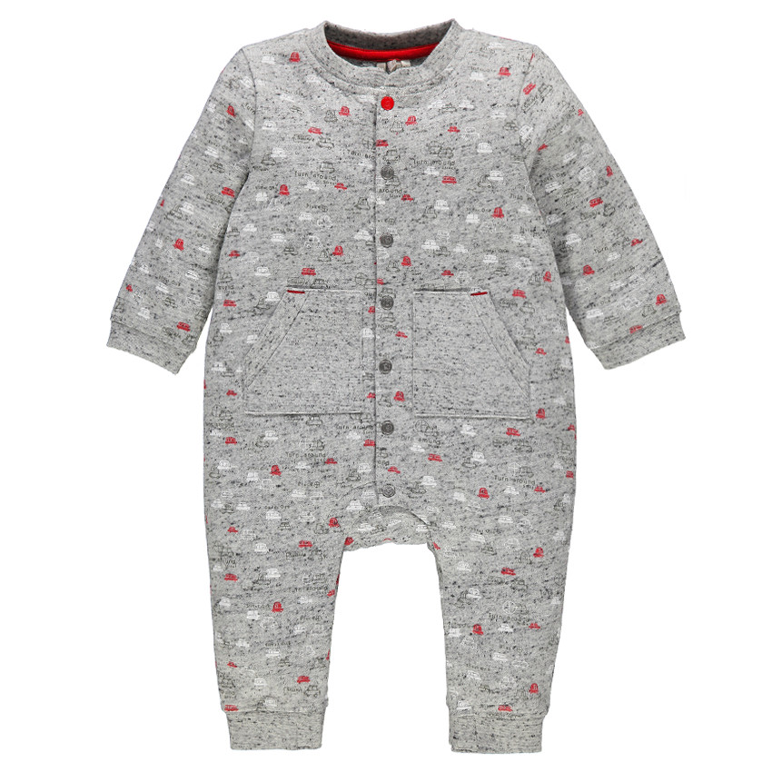 Combinación de felpa con estampado all-over bolsillos canguro 